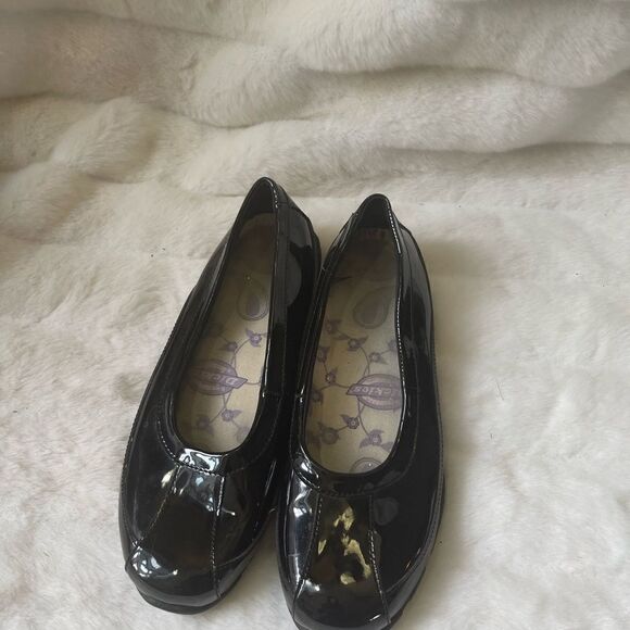 Dickies black patent synthetic  slip on shoes slip resistant rubber soles SZ9M - Picture 7 of 7